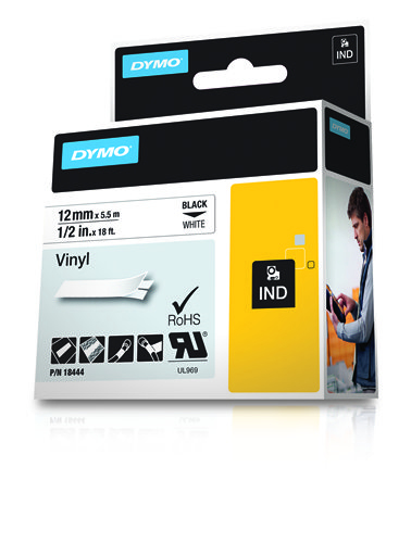DYMO RHINO Cinta ID1-12 Negro/blanco vinilo