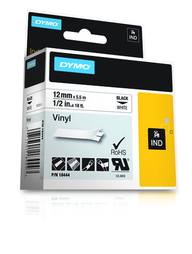 DYMO RHINO Cinta ID1-12 Negro/blanco vinilo