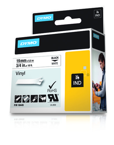 DYMO RHINO Cinta ID1-19 Negro/blanco vinilo