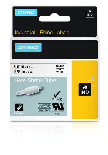 DYMO RHINO Cinta ID1-9 Negro/blanco tubo termorretractil