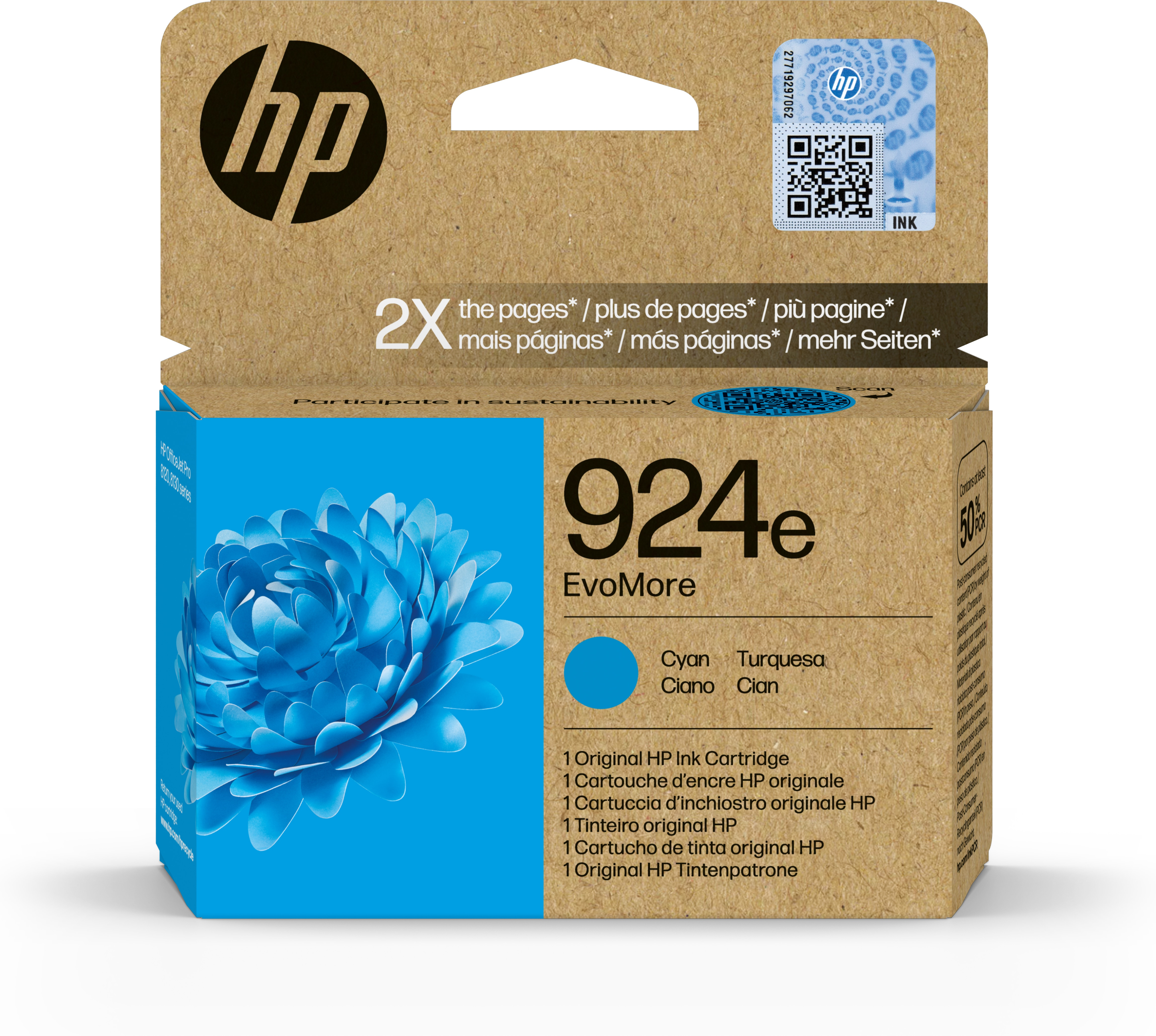HP 924e Cartucho Cian OfficeJet Pro 8120, 8130 series