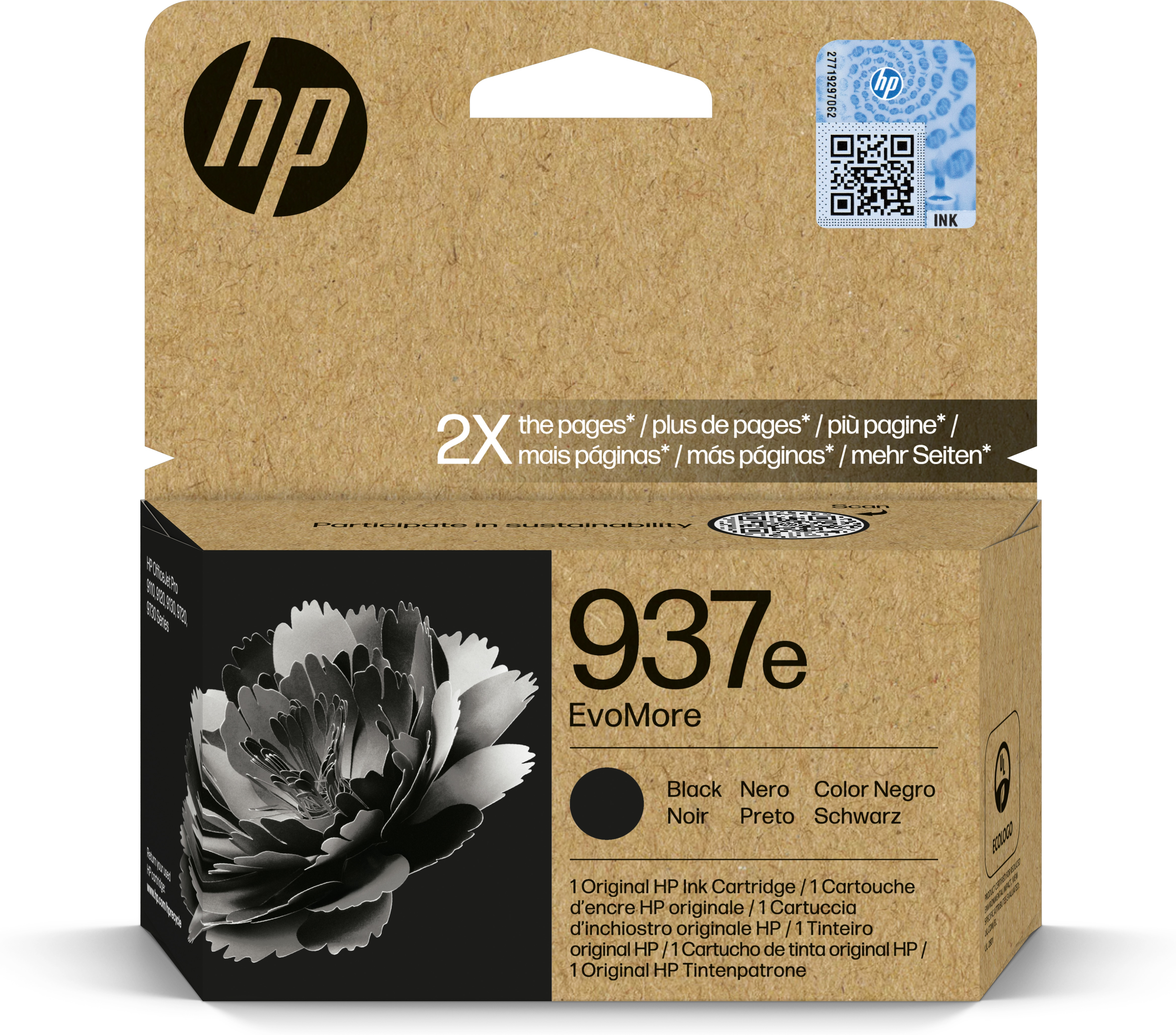 HP 937e Cartucho Negro OfficeJet Pro 9110b, 9120