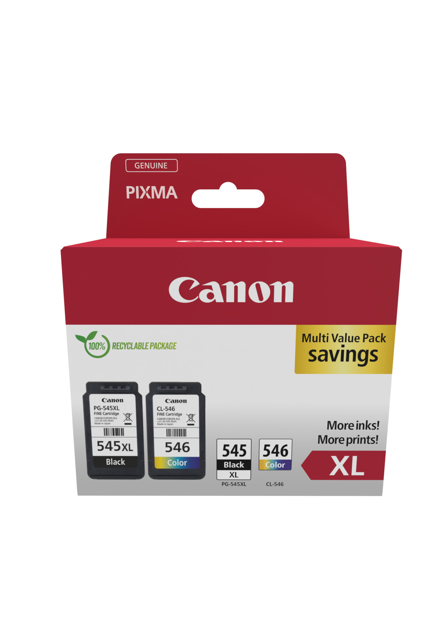 CANON Pack 2 PG545XL/CL546XL: Photo Value Pack ECO + 50h papel Photo 10x15 ECOPACK carton con alarma