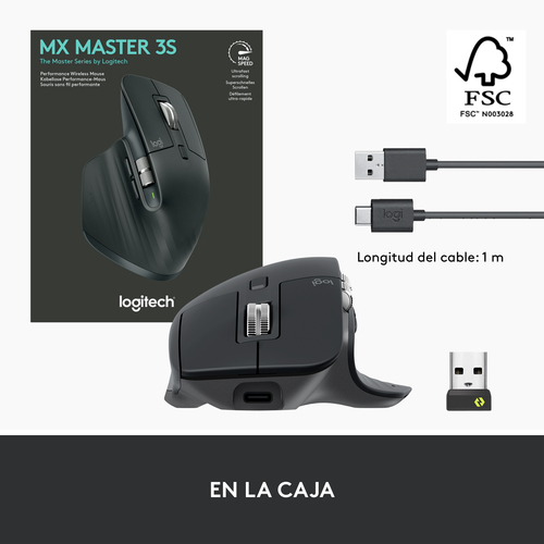 LOGITECH MOUSE RATON ERGO MX MASTER 3S Inalambrico Ergonomico de alto rendimiento