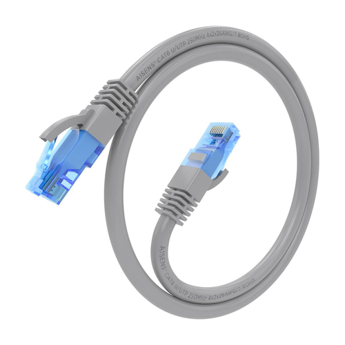 AISENS - CABLE DE RED LATIGUILLO RJ45 CAT.6 UTP AWG26 CCA, GRIS, 30CM