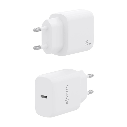 AISENS - CARGADOR USB-C PD3.0 1 PUERTO 1xUSB-C 25W, BLANCO