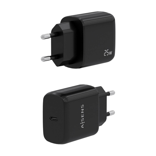 AISENS - CARGADOR USB-C PD3.0 1 PUERTO 1xUSB-C 25W, NEGRO