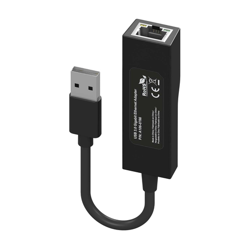 AISENS - CONVERSOR USB 3.0 A ETHERNET GIGABIT 10/100/1000 MBPS, NEGRO, 15CM