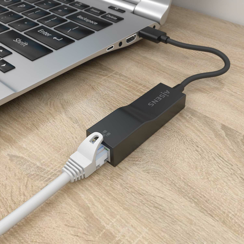 AISENS - CONVERSOR USB 3.0 A ETHERNET GIGABIT 10/100/1000 MBPS, NEGRO, 15CM