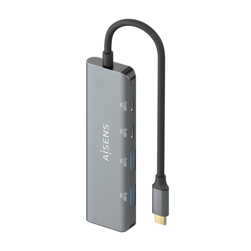 AISENS - HUB USB 3.2 GEN1 5G USB-C, USB-C/M-2xUSB-C/H-2xUSB-A/H, GRIS, 15CM