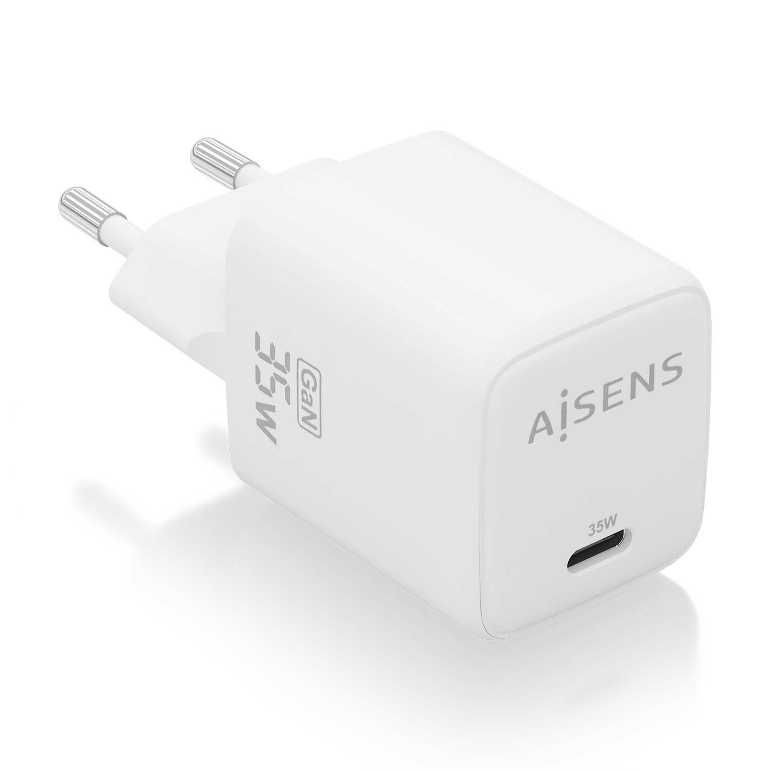 AISENS - CARGADOR GaN 35W, 1xUSB-C PD3.0 QC4.0, BLANCO