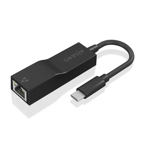 AISENS - CONVERSOR USB3.1 GEN1 USB-C A ETHERNET GIGABIT 10/100/1000 MBPS, NEGRO, 11CM