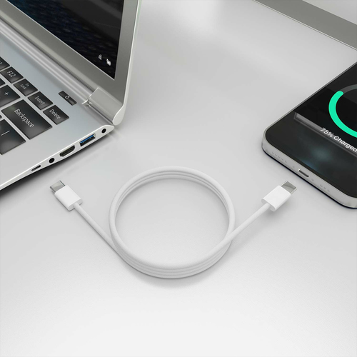 AISENS - CABLE USB 2.0 3A 60W APPLE, TIPO USB-C/M-USB-C/M, BLANCO, 1.0M