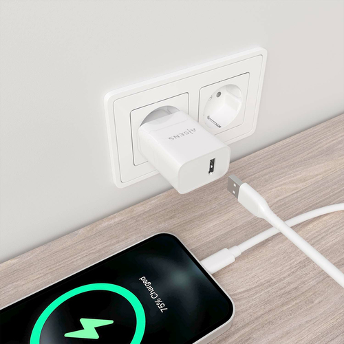 AISENS - CARGADOR USB 10W ALTA EFICIENCIA, 5V/2A, BLANCO