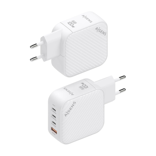 AISENS - CARGADOR GaN 100W, 3xUSB-C PD3.0 QC4.0, 1xUSB-A QC3.0, BLANCO
