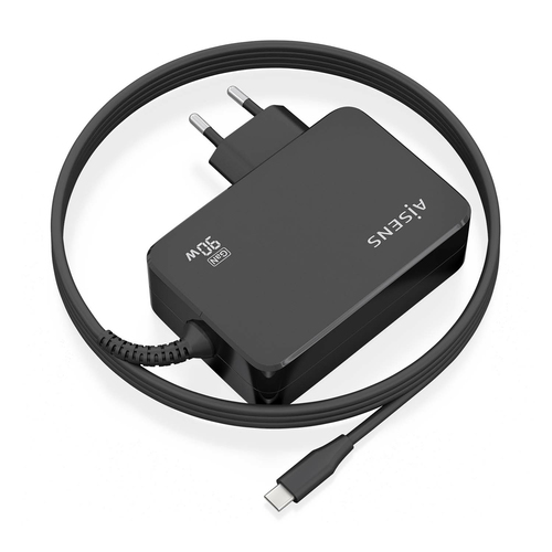 AISENS - CARGADOR GaN 90W PD3.0 1XUSB-C 1.8M, NEGRO