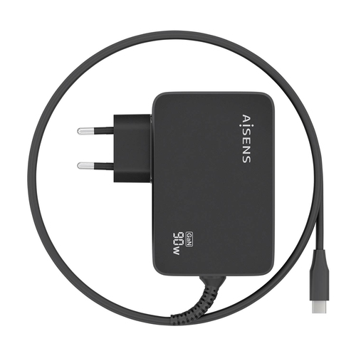 AISENS - CARGADOR GaN 90W PD3.0 1XUSB-C 1.8M, NEGRO