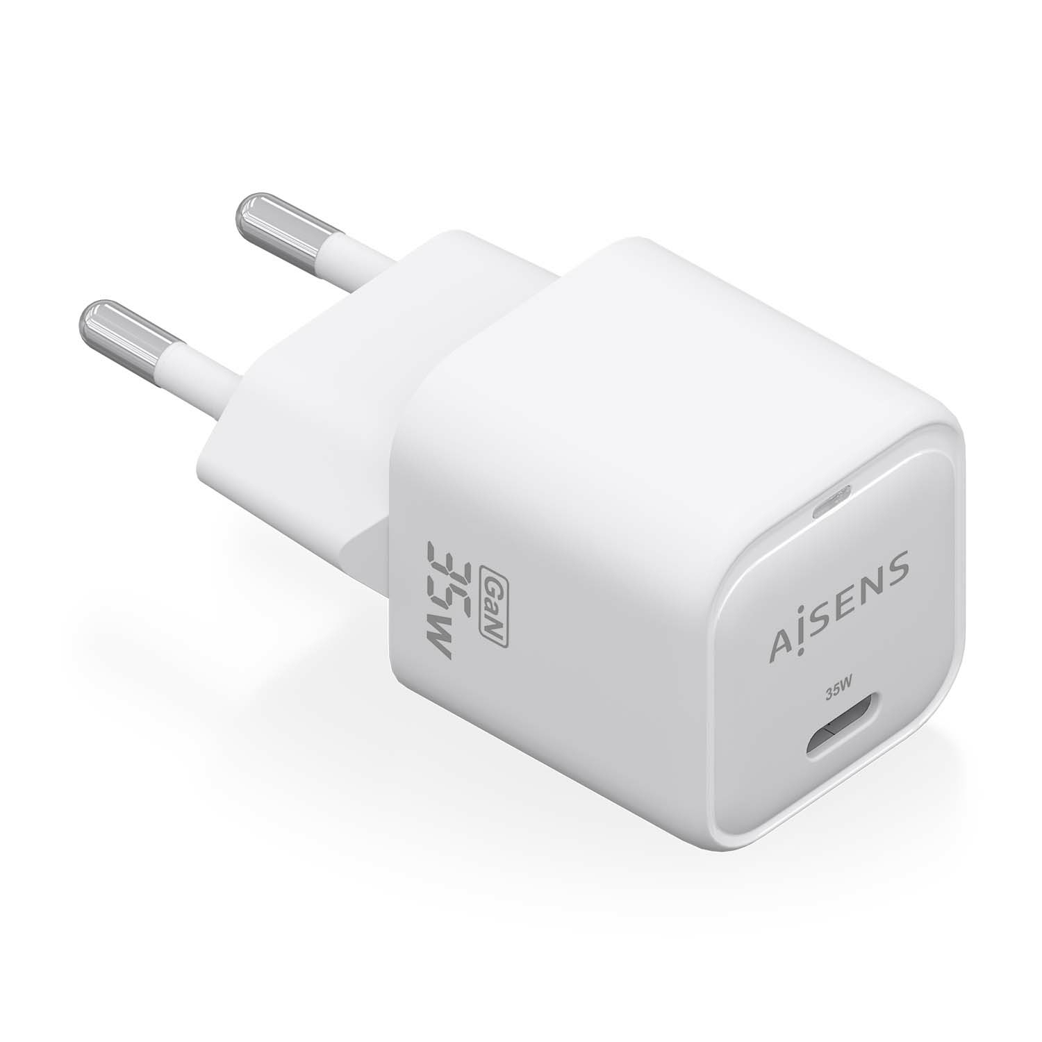 AISENS - CARGADOR GaN 35W, 1xUSB-C PD3.0 QC4.0, BLANCO