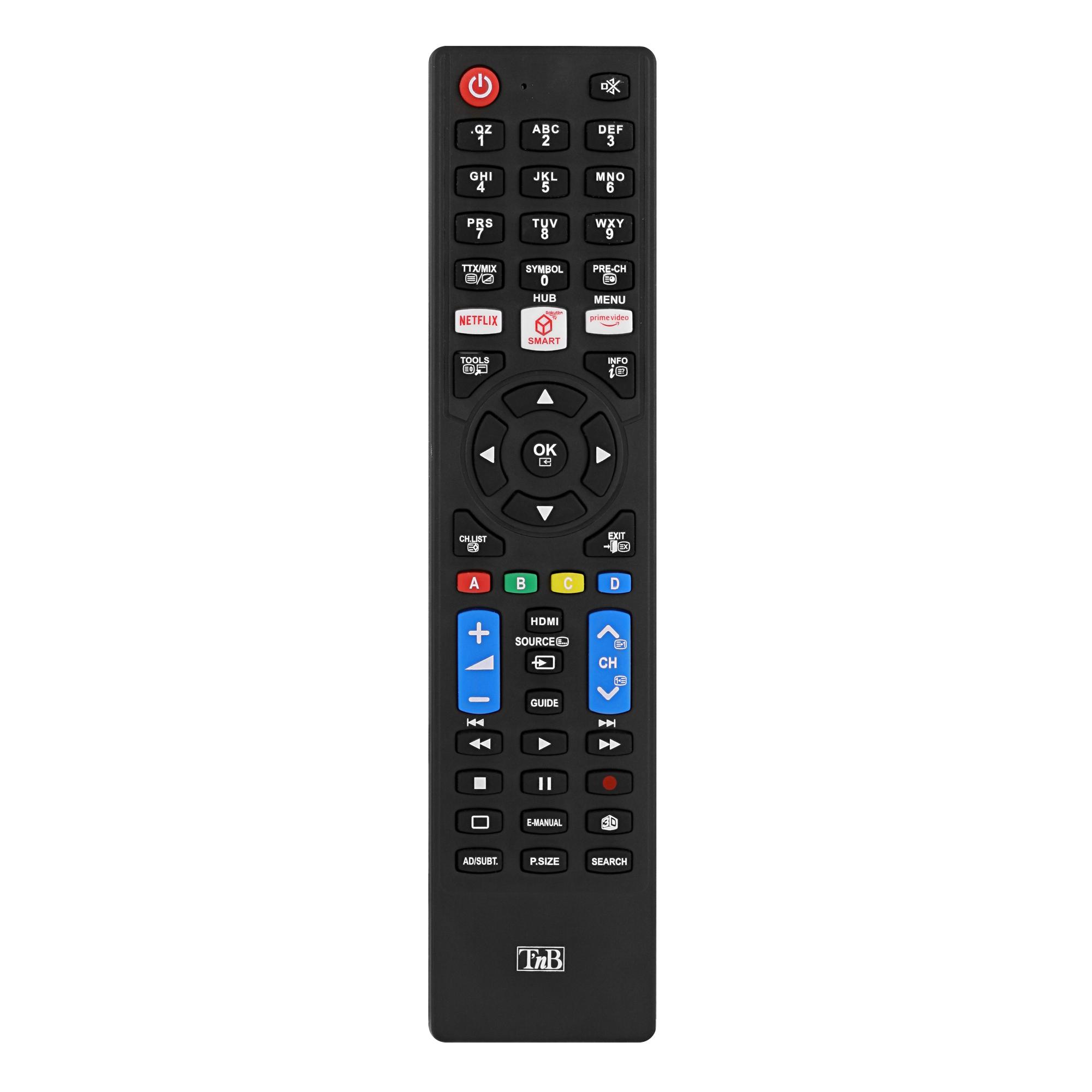 TNB Mando a distancia universal preprogramado Panasonic, Philips, LG, Samsung y Sony - negro