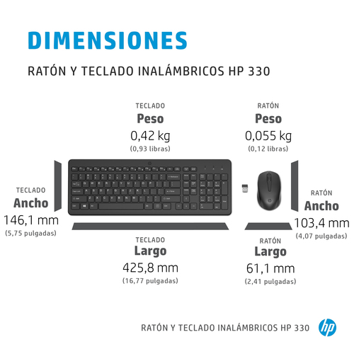 HP Combo 330 Teclado + Raton inalambricos