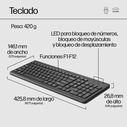 HP Combo 330 Teclado + Raton inalambricos