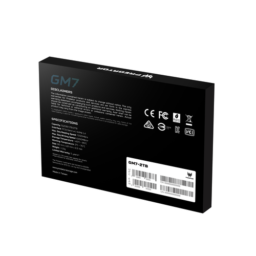 ACER Disco Duro Predator SSD GM7 M.2 NVMe PCIe Gen 4*4 2TB