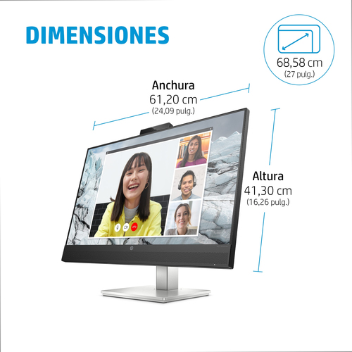 HP Monitor E27m G4 / 27" / QHD / HDMI-DisplayPort-USB(A)-USB(C) / Regulable Altura / Webcam