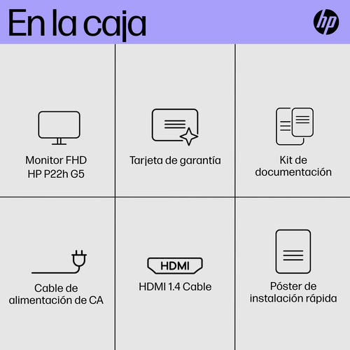 HP Monitor P22h G5 / 21,5" / FHD / VGA-HDMI-DisplayPort / Regulable Altura