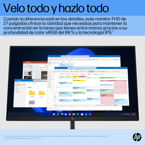 HP Monitor E27 G5 / 27" / FHD / HDMI-DisplayPort-USB(B) / Regulable Altura
