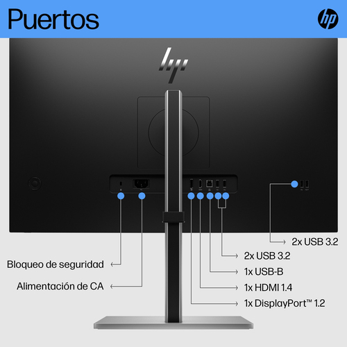 HP Monitor E27 G5 / 27" / FHD / HDMI-DisplayPort-USB(B) / Regulable Altura