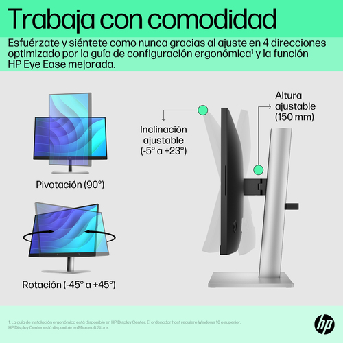HP Monitor E22 G5 / 21,5" / FHD / HDMI-DisplayPort-USB(A)-USB(B) / Regulable Altura
