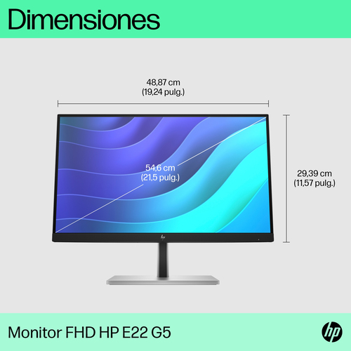 HP Monitor E22 G5 / 21,5" / FHD / HDMI-DisplayPort-USB(A)-USB(B) / Regulable Altura