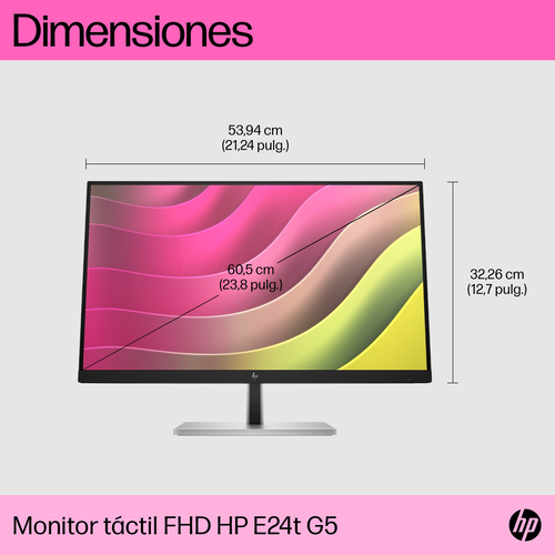 HP Monitor E24t G5 / 23,8" / FHD / HDMI-DisplayPort-USB(A)-USB(B) / Regulable Altura / Tactil