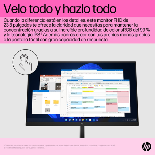 HP Monitor E24t G5 / 23,8" / FHD / HDMI-DisplayPort-USB(A)-USB(B) / Regulable Altura / Tactil