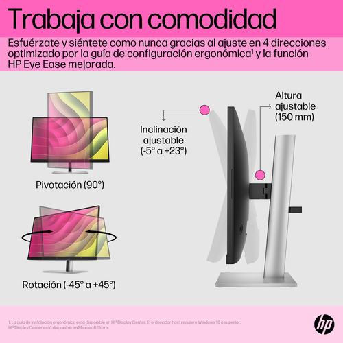 HP Monitor E24t G5 / 23,8" / FHD / HDMI-DisplayPort-USB(A)-USB(B) / Regulable Altura / Tactil