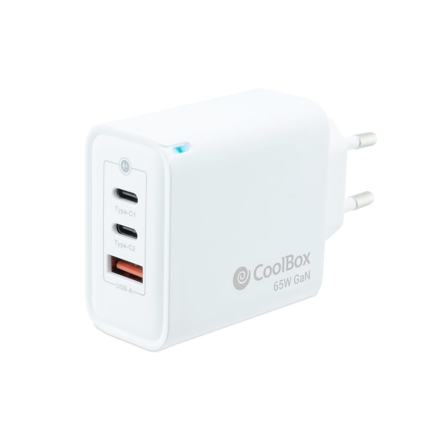 COOLBOX CARGADOR GAN 65W USB-C/USB-C/USB-A PARED