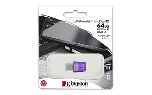 KINGSTON Pendrive Datatraveler 64GB MICRODUO 3C 200MB/S DUAL USB-A + USB-C