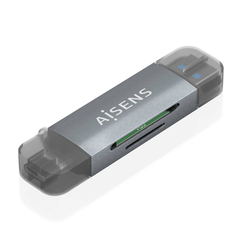 AISENS - LECTOR DE TARJETAS SD, Micro SD, MMC, RS-MMC, MMC Micro, USB-A Y USB-C, GRIS