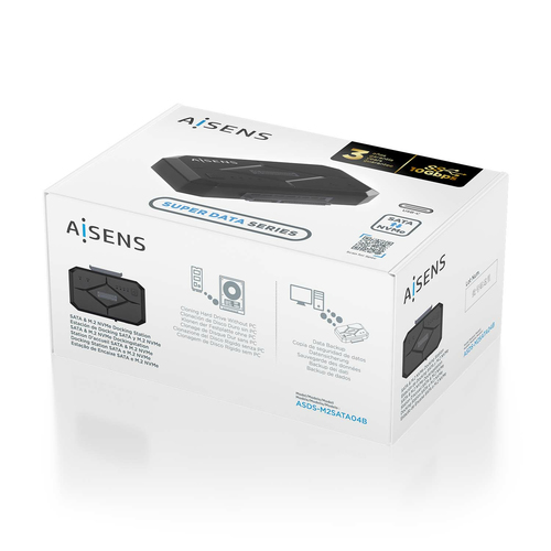 AISENS - ESTACION DE DOCKING ASDS-M2SATA04B SATA 2.5/3.5, M.2 NVMe A USB 3.0/3.1 GEN1, CLONE, NEGRO