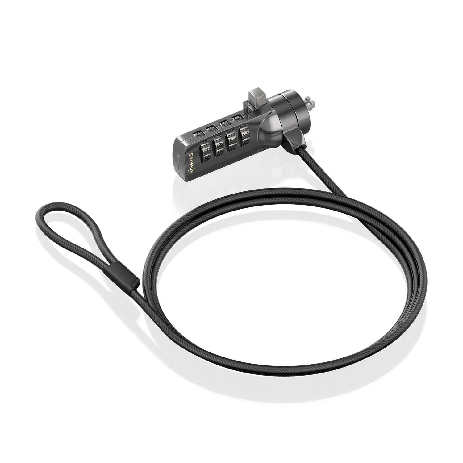 AISENS - CABLE DE SEGURIDAD CON CERRADURA DE COMBINACION PARA ORDENADOR, MONITOR, PORTATIL 1.5M