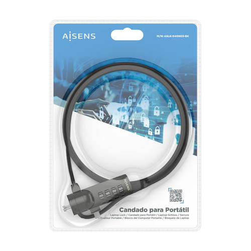 AISENS - CABLE DE SEGURIDAD CON CERRADURA DE COMBINACION PARA ORDENADOR, MONITOR, PORTATIL 1.5M