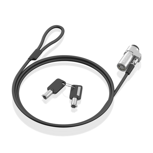 AISENS - CABLE DE SEGURIDAD TIPO NANO CON CERRADURA DE LLAVE PARA ORDENADOR, MONITOR, PORTATIL 1.5M