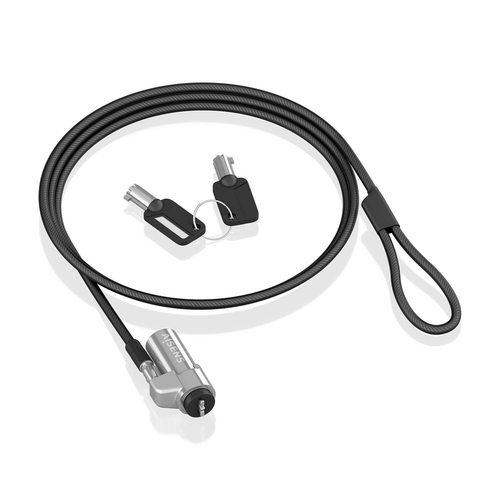 AISENS - CABLE DE SEGURIDAD TIPO NANO CON CERRADURA DE LLAVE PARA ORDENADOR, MONITOR, PORTATIL 1.5M