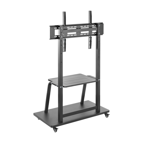 AISENS - SOPORTE DE SUELO ECO CON RUEDA, BANDEJA PARA DVD PARA MONITOR/TV 150KG DE 37-100, NEGRO