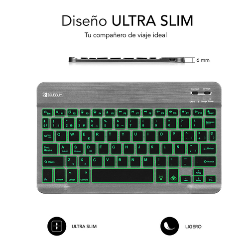 SUBBLIM Teclado Smart Backlit BT Keyboard Grey