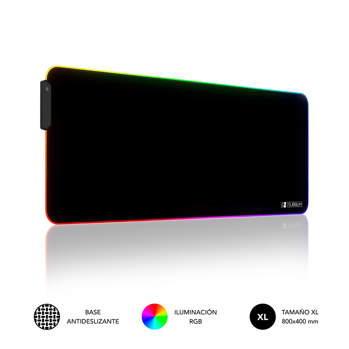 SUBBLIM Alfombrilla Mouse Pad Premium LED RGB 800x300x4