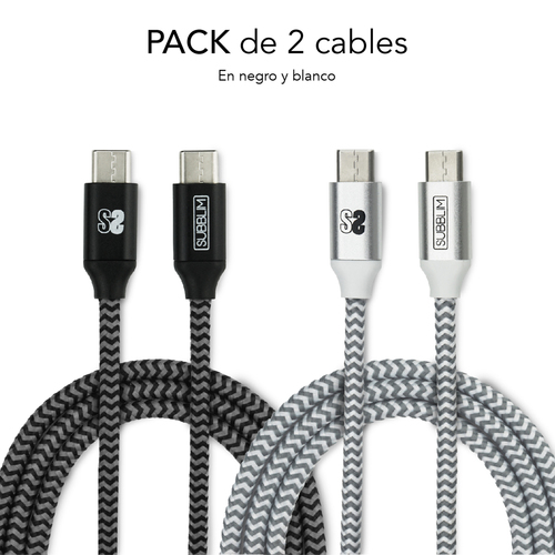 SUBBLIM 2X Premium Cable USB C to USB C Alu Black/Silver
