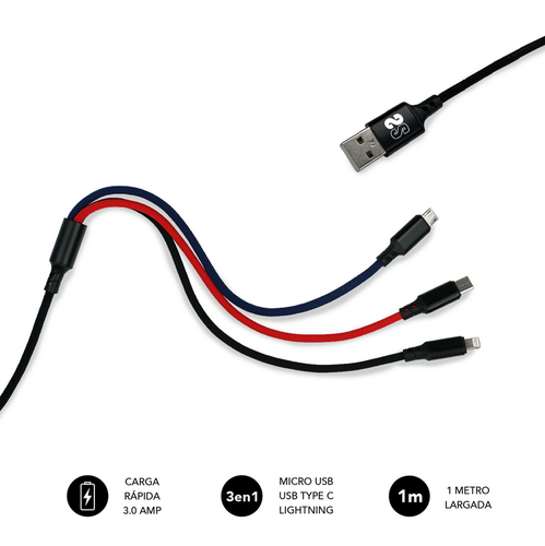 SUBBLIM Premium Cable 3in1 (Micro USB+Type C+Lighting)