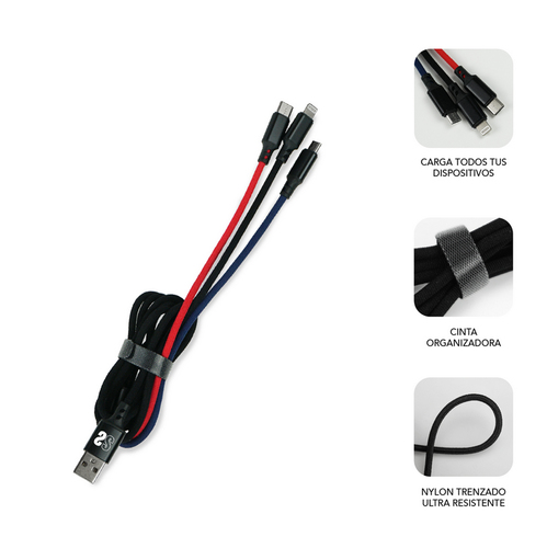 SUBBLIM Premium Cable 3in1 (Micro USB+Type C+Lighting)