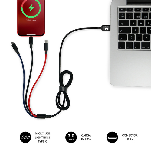SUBBLIM Premium Cable 3in1 (Micro USB+Type C+Lighting)